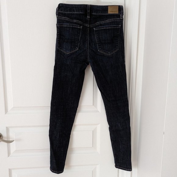 American Eagle Hi-Rise Jegging Super Super Stretch Dark Blue Size 2 Short - Picture 3 of 10
